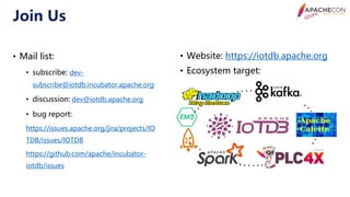 Apache con 2020 use cases and optimizations of iotdb | PDF