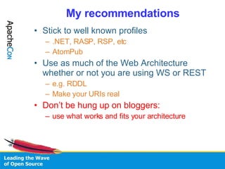 My recommendations <ul><li>Stick to well known profiles </li></ul><ul><ul><li>.NET, RASP, RSP, etc </li></ul></ul><ul><ul>...