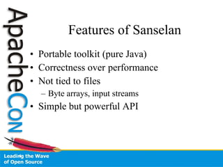 Apache Sanselan (ApacheCon US 2007 FFT)