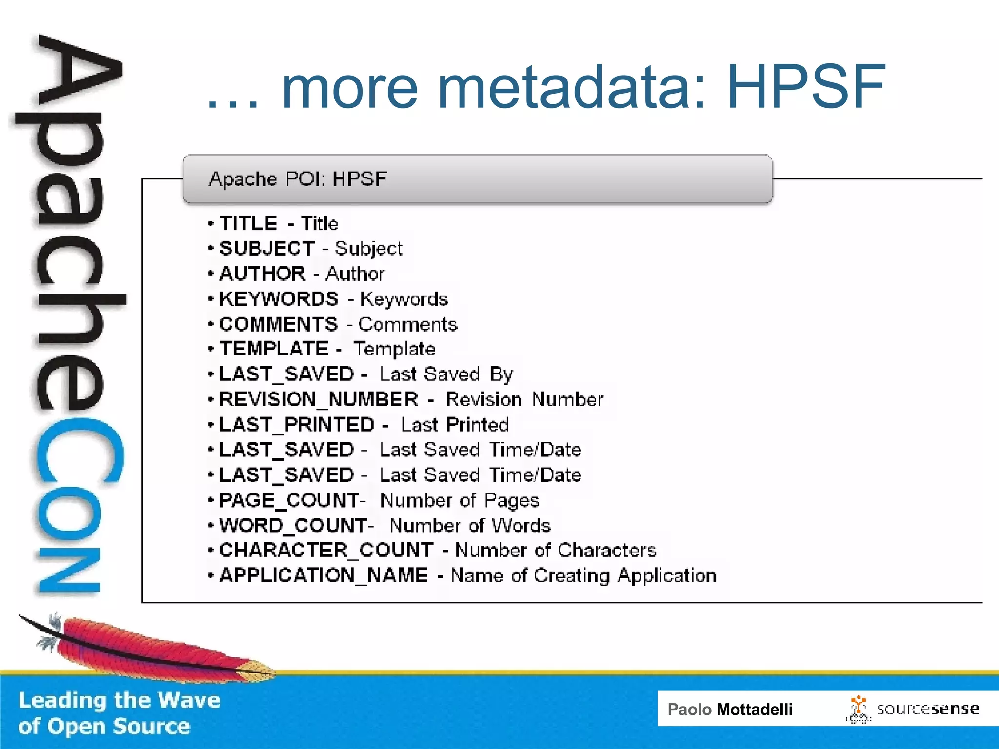 …  more metadata: HPSF 