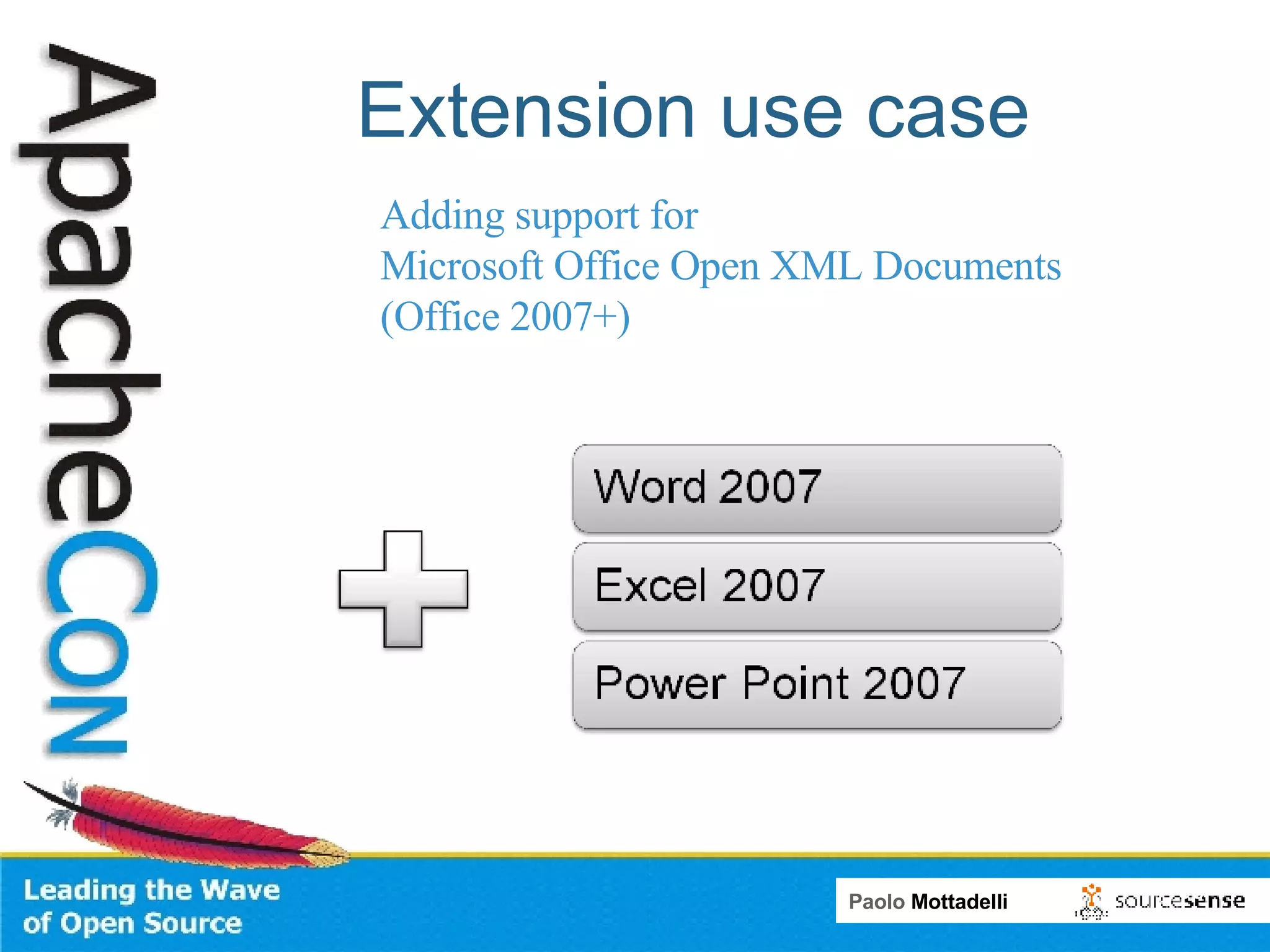 Extension use case Adding support for Microsoft Office Open XML Documents (Office 2007+) 