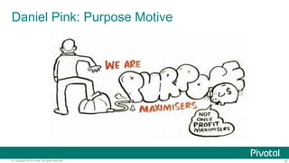 18© Copyright 2014 Pivotal. All rights reserved.
Black Duck Survey Results Show The Change
• 2014: 80% of respondents say code quality vs. proprietary
why they choose OSS software
– In 2007 80% ranked costs as primary driver
• 2014: 80% says access to source code a primary driver
– Up from 57% in 2007
• ―Attract and retain talent‖
http://www.slideshare.net/blackducksoftware/2014-future-of-open-source-survey-results
 