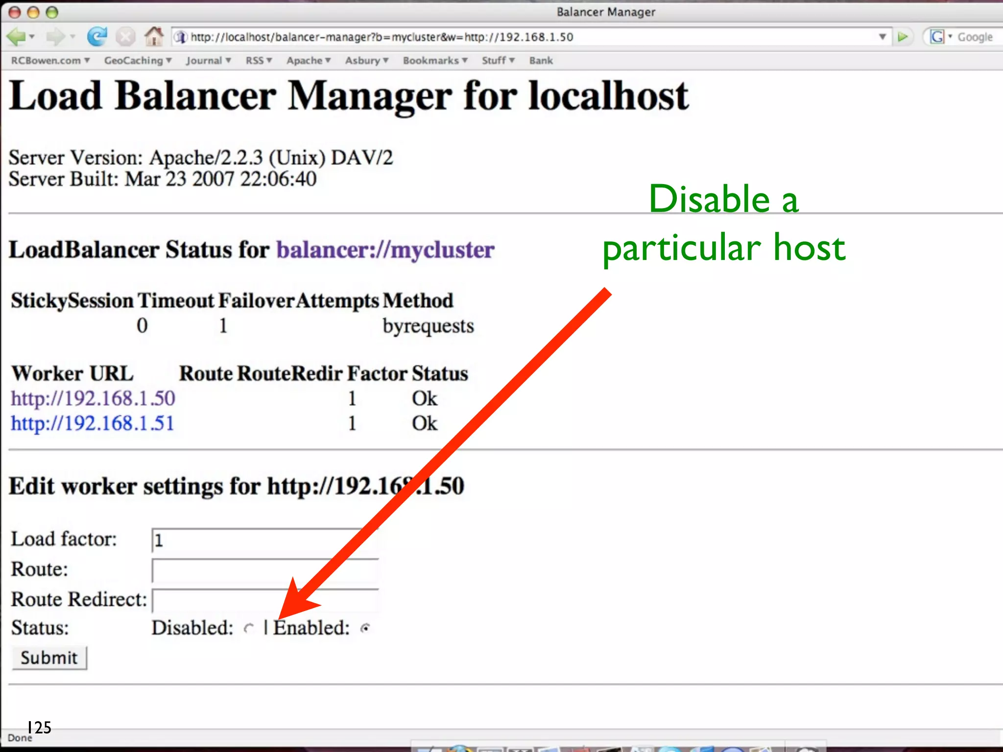 Disable a
      particular host




125
 