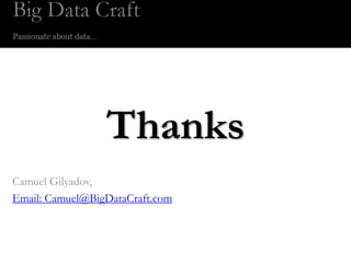 Thanks
Camuel Gilyadov,
Email: Camuel@BigDataCraft.com
 