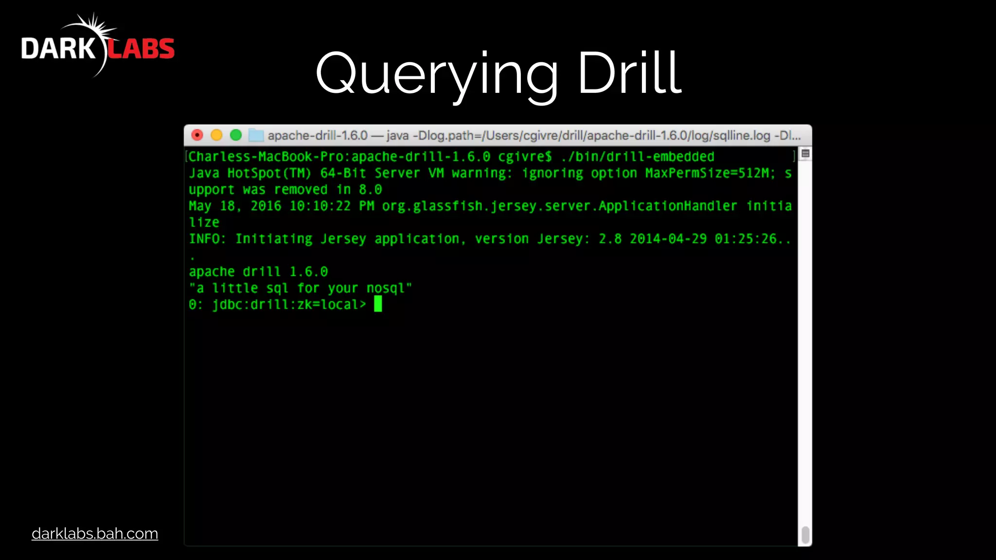 darklabs.bah.com
Querying Drill
 
