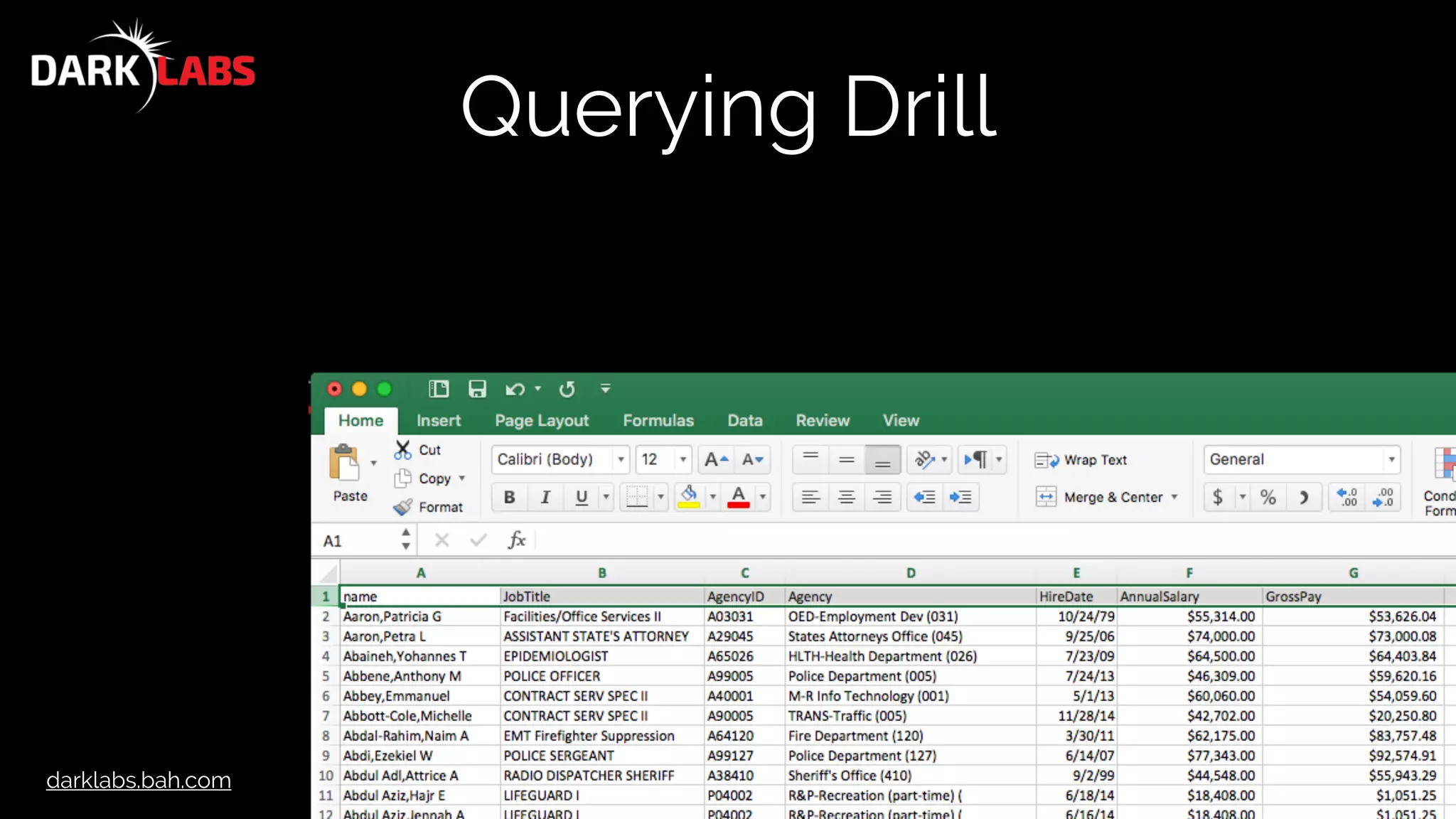 darklabs.bah.com
Querying Drill
 