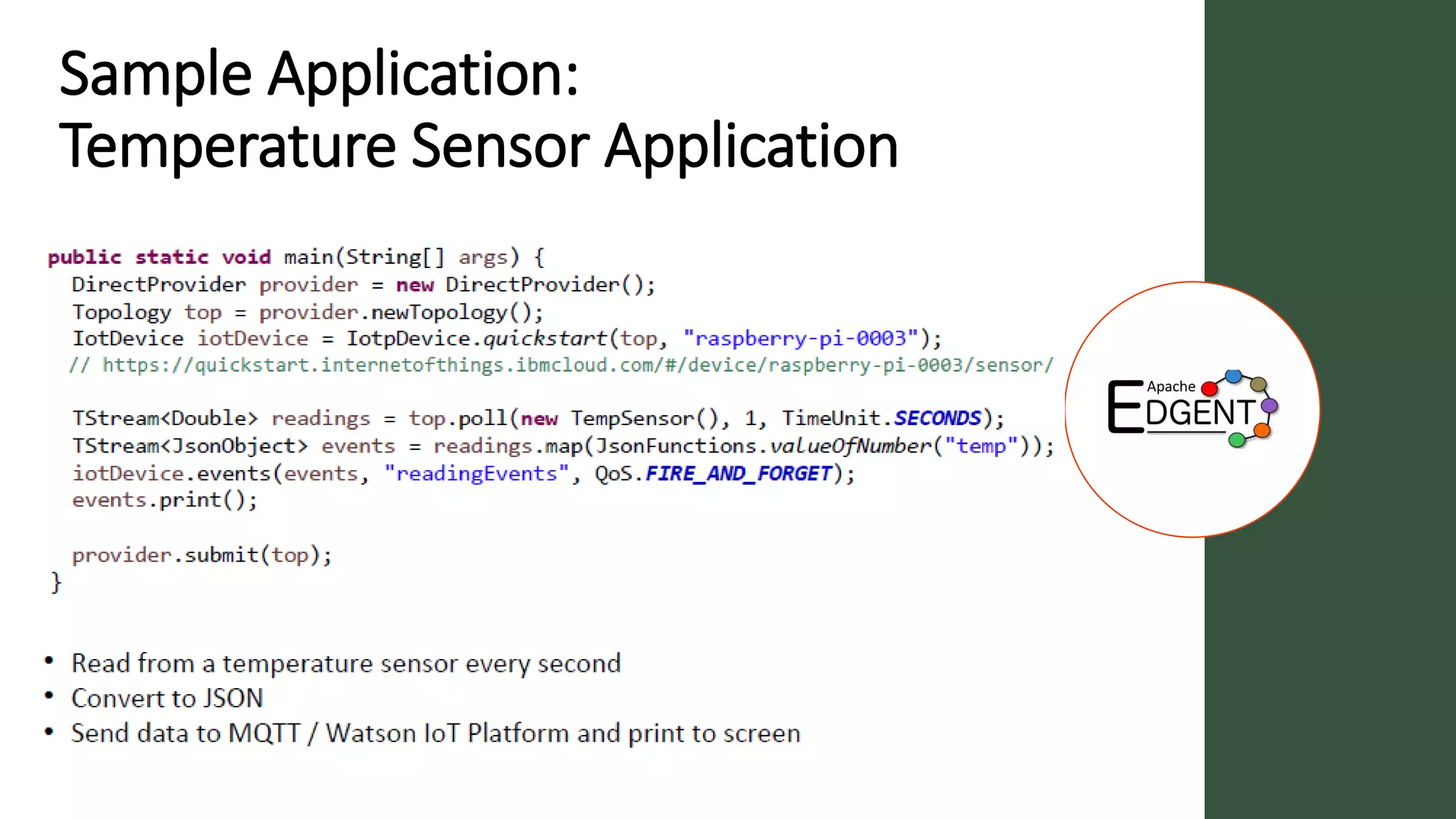 Sample Application:
Temperature Sensor Application
 