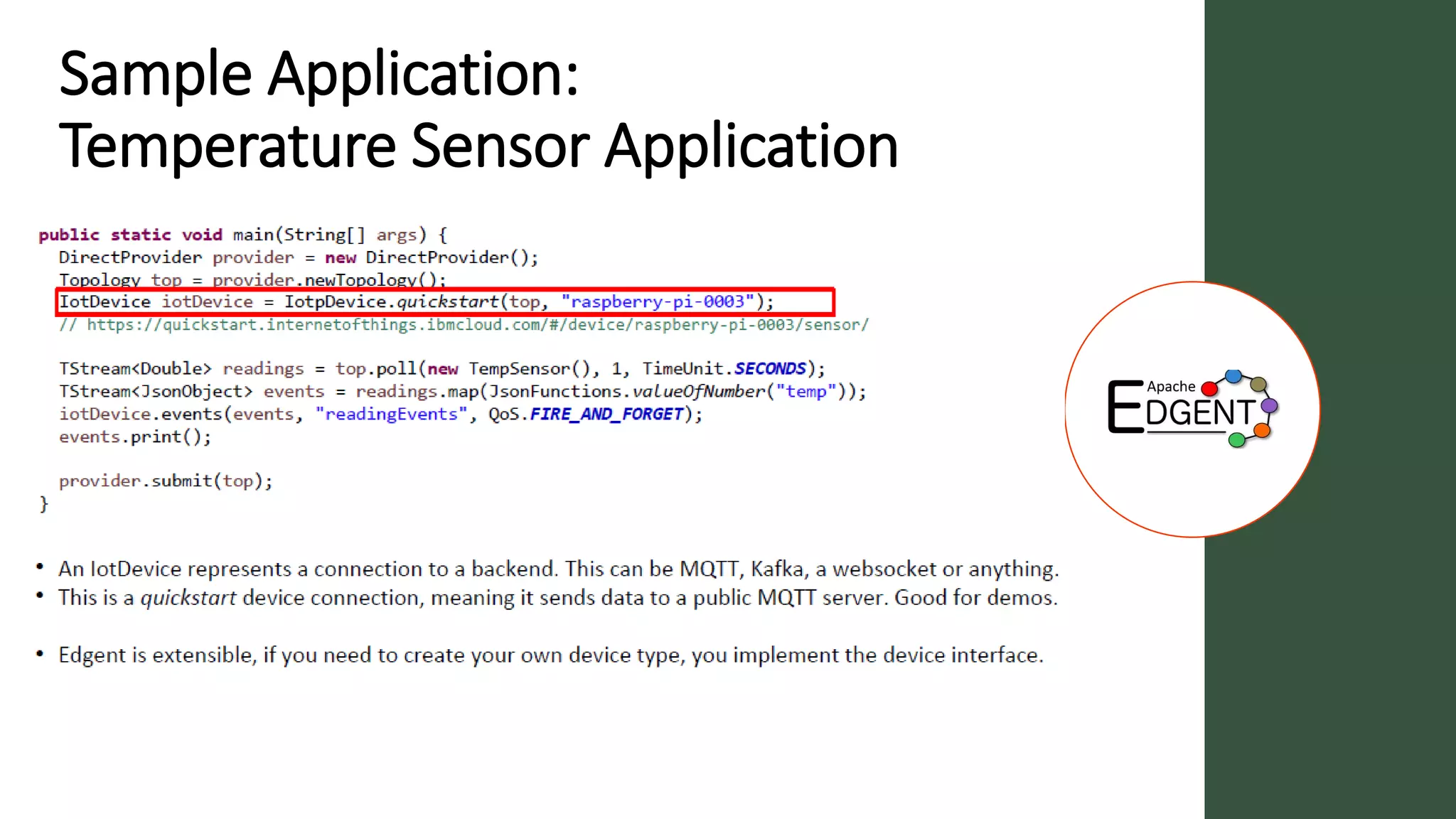 Sample Application:
Temperature Sensor Application
 
