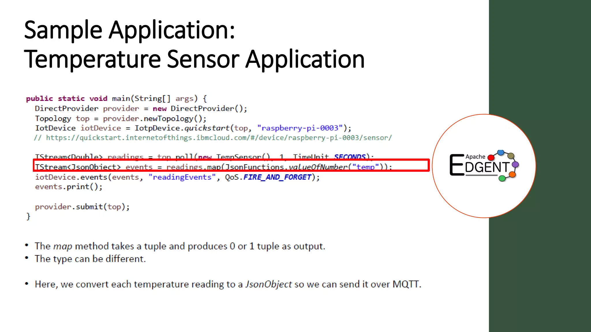Sample Application:
Temperature Sensor Application
 