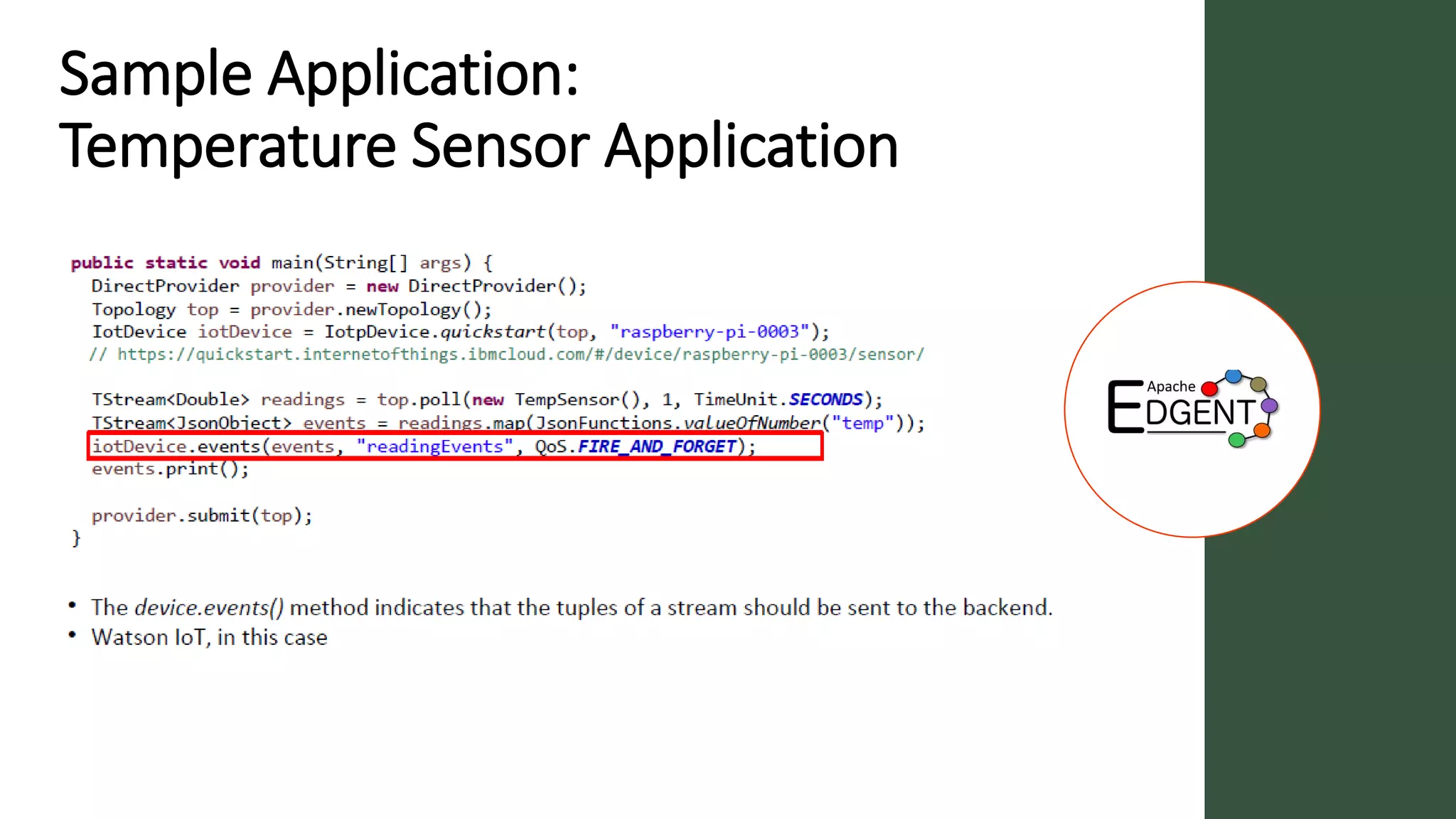 Sample Application:
Temperature Sensor Application
 