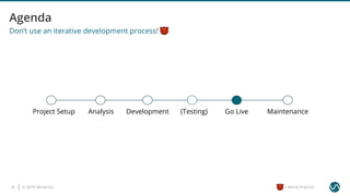 © 2019 Ververica32 = Worst Practice
Don’t use an iterative development process!
AnalysisProject Setup Development (Testing) Go Live Maintenance
 