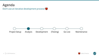 © 2019 Ververica5 = Worst Practice
Don’t use an iterative development process!
AnalysisProject Setup Development (Testing) Go Live Maintenance
 