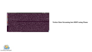 Kowndinya Mannepalli
Twitter Data Streaming into HDFS using Flume
 