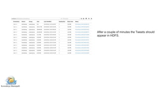 Kowndinya Mannepalli
After a couple of minutes the Tweets should
appear in HDFS.
 