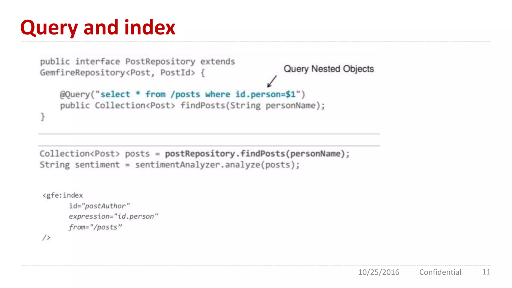 Query and index
10/25/2016 Confidential 11
 