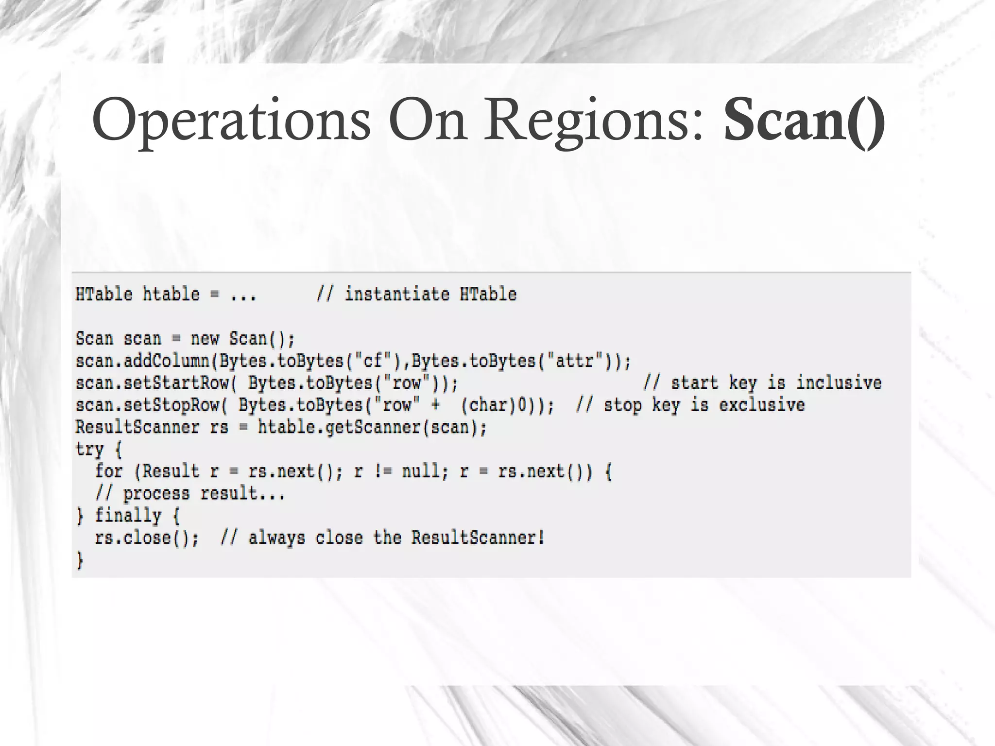 Operations On Regions: Scan()
 