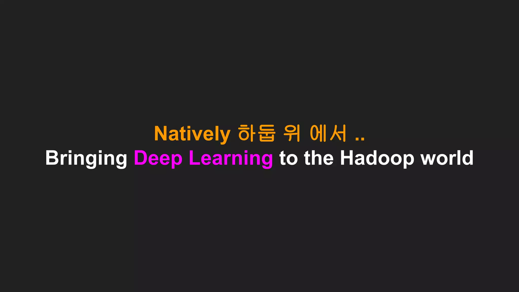 Natively 하둡 위 에서 ..
Bringing Deep Learning to the Hadoop world
 