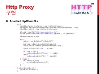 Http Proxy
구현
 Apache HttpClient 3.x
 