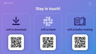 3131
cnfl.io/slack
Stay in touch!
cnfl.io/kafka-trainingcnfl.io/download
 