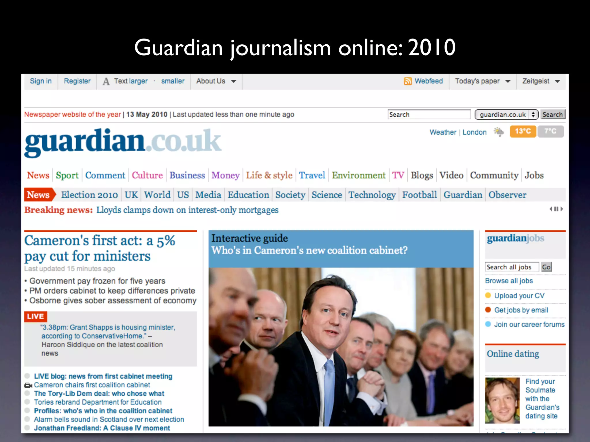 Guardian journalism online: 2010 
