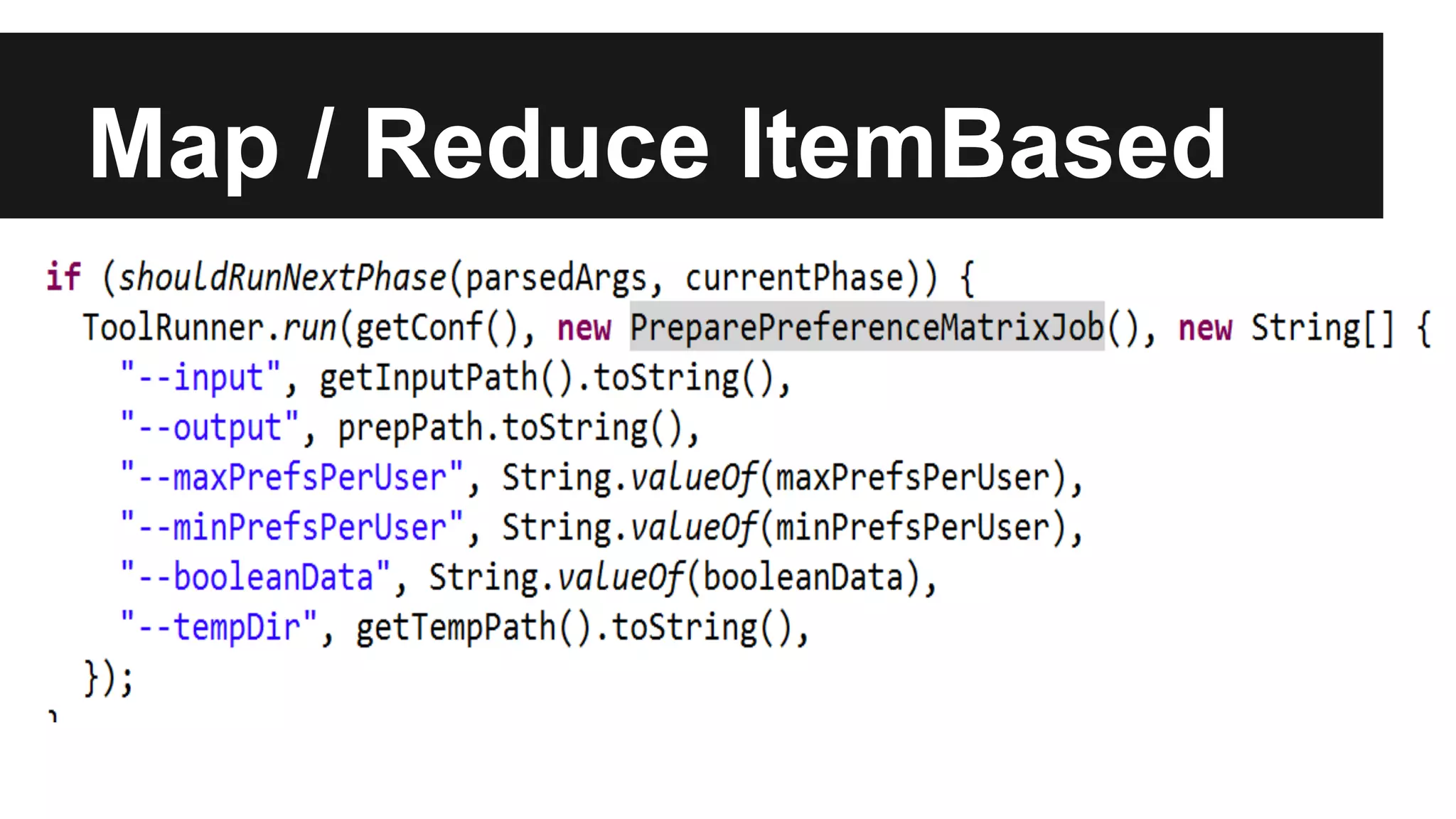 Map / Reduce ItemBased
 