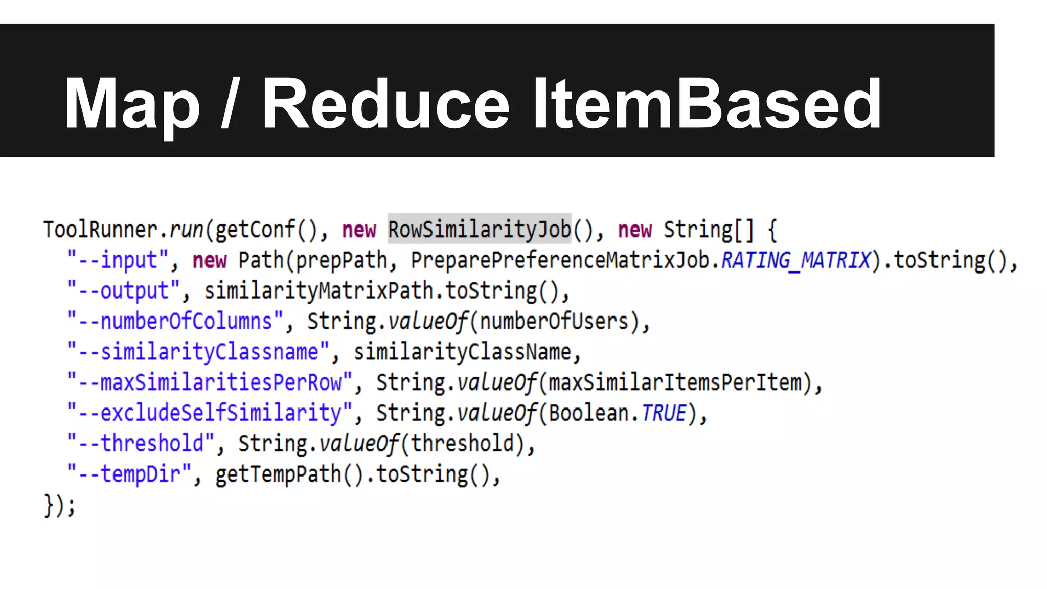 Map / Reduce ItemBased
 