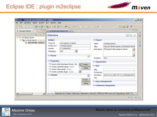 Eclipse IDE : plugin m2eclipse




  Maxime Gréau                   Maven dans18 contexte professionnel
                  ...