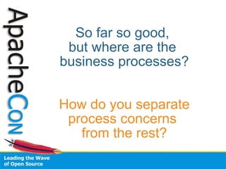 So far so good,
 but where are the
business processes?


How do you separate
 process concerns
   from the rest?
 