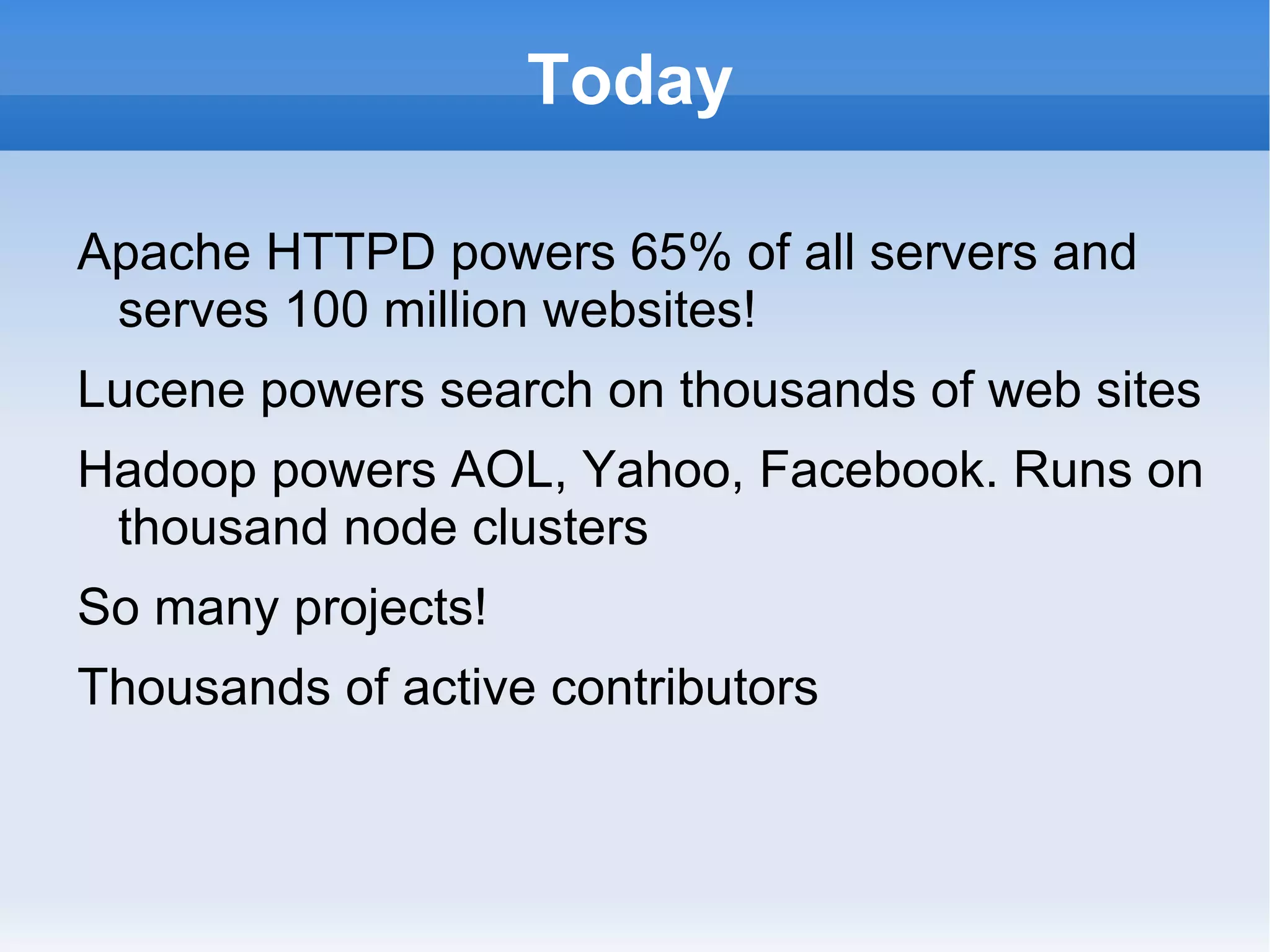 1999 – The Apache Software Foundation, Tomcat, Lucene 