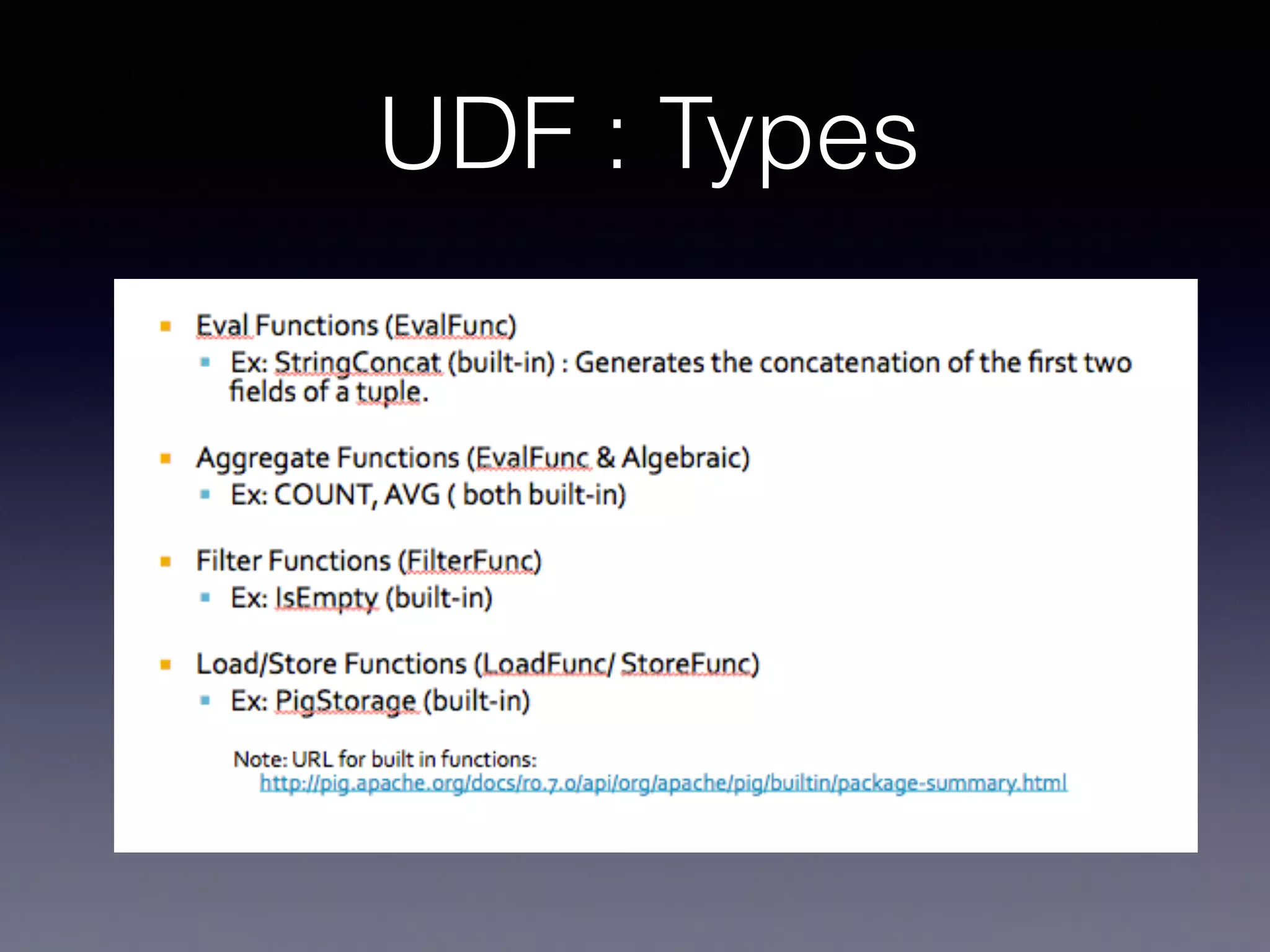 UDF : Types
 