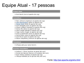 Equipe Atual - 17 pessoas




                     Fonte: http://poi.apache.org/who.html
 