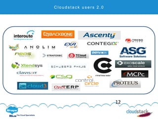 C l i c k t o e d i t
The Cloud Specialists
C l o u d s t a c k u s e r s 2 . 0
12
 