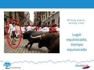 C l i c k t o e d i t
The Cloud Specialists
W r o n g p l a c e ,
w r o n g t i m e
Lugar
equivocado,
tiempo
equivocado
 