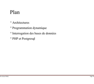 Par Achraf SFAXI Page 44
Plan
° Architectures
° Programmation dynamique
° Interrogation des bases de données
° PHP et Postgresql
 