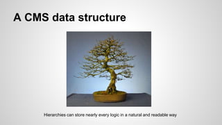 A CMS data structure
Hierarchies can store nearly every logic in a natural and readable way
 