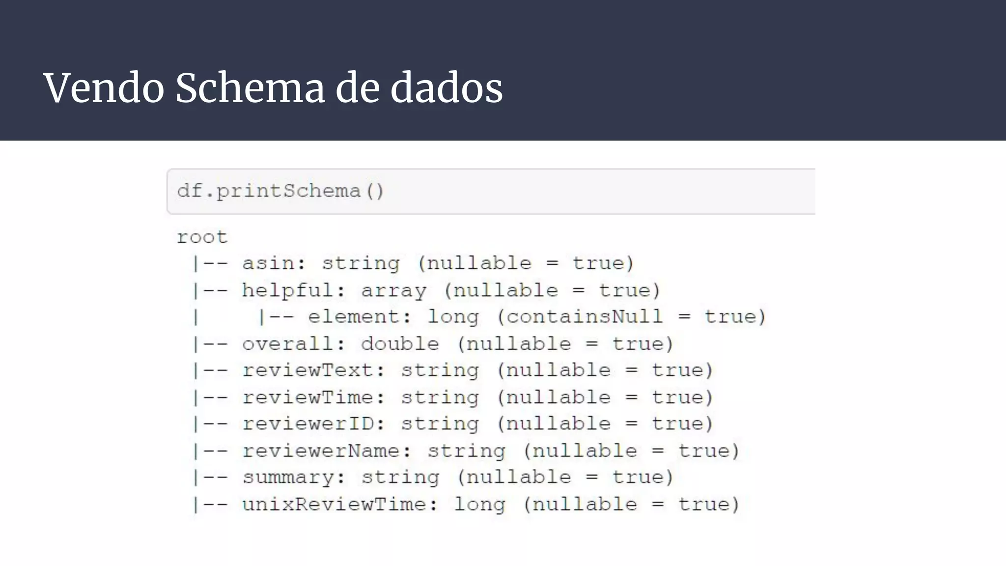 Vendo Schema de dados
 