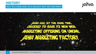 APACHE UNOMI IN-DEPTH I 2nd October 20154
HISTORY
NOT SO LONG AGO, IN A GALAXY NOT SO FAR AWAY…
 