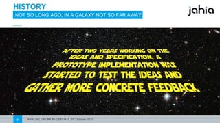 APACHE UNOMI IN-DEPTH I 2nd October 20155
HISTORY
NOT SO LONG AGO, IN A GALAXY NOT SO FAR AWAY…
 