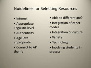 Scripted dialogues but also radio interviews, podcasts, public service announcements, brief presentations, etc.