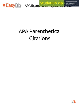 APA Examplesof Popular Sources
APA Parenthetical
Citations
11
 
