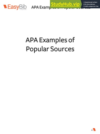 APA Examplesof Popular Sources
APA Examplesof
Popular Sources
4
 