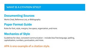 Consistent Citation Example LEA - Common Research Scenarios & APA Citation | PPTX