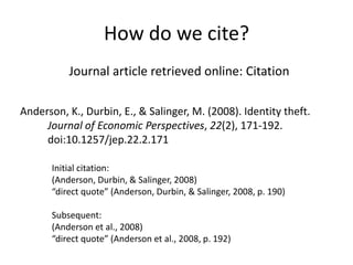 How do we cite?What is it?Journal article