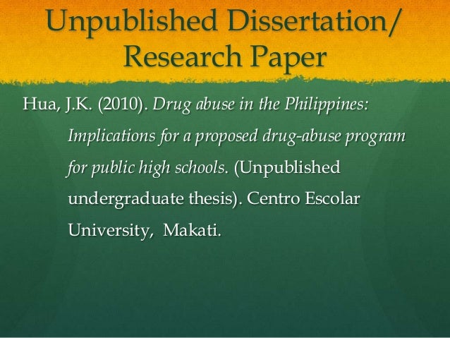 How to cite an unpublished thesis in apa format