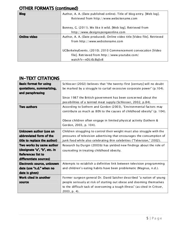 Apa citationhandout
