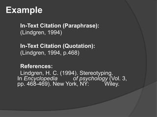 Apa citation style 6th edition | PPTX