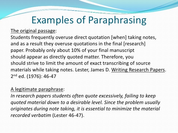 apa paraphrasing citation example