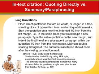 AMERICAN PSYCHOLOGICAL ASSOCIATION REFERENCING STYLE & CITATION | PPT