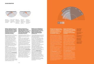 Quando la sorgente sonora si trova
all'interno dello spazio confinato
che stiamo analizzando, ai fini della
fruizione dello stesso non riveste
importanza di cosa sono costituite
le strutture di confine, quanto
invece quali sono le loro
caratteristiche superficiali.
Dato per assodato che il mio volume sia
adeguatamente isolato dai rumori provenienti
dall'esterno, questo non implica che
l'acustica al suo interno sia ottimale.
È esperienza abbastanza comune essersi
trovati in un locale, magari un ristorante,
in cui tutte le pareti in muratura sono
semplicemente intonacate e non riuscire
a comunicare nemmeno col proprio
commensale a causa del brusio fastidioso
proveniente dagli altri tavoli.
Questo effetto è legato al fatto che il suono
quando raggiunge un ostacolo viene
solitamente riflesso all'indietro rimanendo
all'interno della stanza ed incrementando
il campo sonoro in termini di livello
complessivo.
Naturalmente superfici diverse hanno
comportamenti diversi in relazione a questo
fenomeno: quindi così come la piastrella
di marmo o il calcestruzzo riflettono la quasi
totalità del suono che viene ad incidere
su di essi, altri materiali ne riflettono invece
solamente una frazione.
Si parla in questo caso di fonoassorbimento.
I materiali classificati come fonoassorbenti
sono in grado di dissipare parte dell'energia
acustica che li investe attraverso dei
meccanismi fisici che nel seguito verranno
analizzati più nel dettaglio. Questa loro
peculiarità viene valutata attribuendo un
coefficiente di fonoassorbimento tramite
delle prove in laboratorio che altro non
è che un numero puro (compreso tra 0 e 1)
che fornisce in termini percentuali la capacità
di assorbire e quindi non rimettere in circolo
all'interno dell'ambiente il suono.
When the sound source is
positioned inside the enclosed
space under analysis, for the
optimal enjoyment of the space, the
important factor is not so much
what the boundary walls are made
of, but rather, what surface
characteristics they have.
Ascertaining that my space is suitably
insulated from external noise is not sufficient
to ensure that the acoustics inside are
excellent.
It is quite a common experience to find
yourself in a room, perhaps a restaurant,
where all the brick walls are simply
plastered, and you can't communicate even
with the person sitting right in front of you,
due to the annoying general hum of
conversation coming from the other tables.
This effect is due to the fact that when
sound waves hit an obstacle they are
generally reflected back into the room, thus
increasing overall complexity of the sound
field.
Of course, different surfaces show different
acoustic behaviours: so while marble tiles or
cement will reflect sounds almost in their
entirety, other materials will only reflect a
fraction. This is known as sound absorption.
Materials classified as sound-absorbent can
dissipate part of the acoustic energy hitting
them, thanks to physical processes that will
be explained in greater detail later. This
property is assessed and laboratory tests are
used to ascribe a sound-absorption
coefficient, which is simply a pure number
(between 0 and 1) expressing the
percentage capacity of the material to
absorb, and thus not to bounce the sound
back into circulation within the space.
Befindet sich die Schallquelle im
Inneren eines zu untersuchenden
umgrenzten Raums, ist für seine
Nutzung nicht wichtig, woraus die
baulichen Strukturen seiner
Begrenzung bestehen, sondern
vielmehr wie ihre Oberflächen
beschaffen sind.
Wenn als gesichert angenommen wird, dass
mein Raum geeignet gegen Geräusche von
außen isoliert ist, heißt das nicht, dass auch
die Innenakustik optimal ist.
Es ist eine relativ häufige Erfahrung, dass
man sich in einem Lokal, vielleicht in einem
Restaurant, in dem das Mauerwerk einfach
nur verputzt ist, wegen des lästigen
Stimmengewirrs von den anderen Tischen
nicht einmal mit seinem Gegenüber normal
unterhalten kann. Dieser Effekt hängt davon
ab, dass der Schall, wenn er auf ein
Hindernis trifft, normalerweise
zurückgeworfen wird und im Raum verbleibt,
wodurch der Gesamt-Schallpegel noch
erhöht wird. Natürlich weisen
unterschiedliche Oberflächen auch ein
diesbezüglich unterschiedliches Verhalten
auf: so wird von Marmorfliesen oder Zement
fast der gesamte auftreffende Schall
zurückgeworfen, von anderen Materialien nur
ein Bruchteil desselben. In diesem Fall
spricht man von Schallabsorption.
Die als schallabsorbierend eingestuften
Materialien können über physikalische
Mechanismen, die wir noch genauer
analysieren werden, die auftreffende
akustische Energie teilweise zerstreuen.
Diese Eigenschaft wird bewertet, indem ein
Absorptionskoeffizient über Laborversuche
ermittelt wird; es handelt sich dabei um eine
Zahl (zwischen 0 und 1) die in
Prozentanteilen das Absorptionsvermögen
eines Materials angibt, das ist die Fähigkeit,
den Schall nicht in den Innenraum
zurückzuwerfen.
Quand la source sonore se trouve
à l’intérieur de l’espace clos soumis
à l’analyse, pour l’utilisation de cet
espace savoir comment sont
constituées les structures du bâti
n’a pas d’importance tandis qu’il
faut s’intéresser à leurs
caractéristiques superficielles.
Donnant pour acquis que le volume est isolé
de manière adéquate contre les bruits
provenant de l’extérieur, cela n’implique pas
que l’acoustique à l’intérieur soit optimale.
Chacun de nous a fait un jour l’expérience de
se trouver dans un local, un restaurant par
exemple, avec tous les murs en maçonnerie
recouverts seulement d’un enduit et ne pas
arriver à communiquer même avec la
personne assise en face de soi, à cause du
bruit provenant des autres tables. Cet effet
est lié au fait que le son, quand il atteint un
obstacle, est généralement réfléchi en
arrière en restant à l’intérieur de la pièce et
en augmentant le champ sonore en termes
de niveau global.
Naturellement, des surfaces différentes ont
des comportements différents en ce qui
concerne ce phénomène : ainsi, alors que
les carreaux de marbre ou le béton
réfléchissent la presque totalité du son qui
les frappe, d’autres matériaux n’en
réfléchissent qu’une fraction. On parle dans
ce cas d’insonorisation. Les matériaux
classés comme insonorisants sont en
mesure de dissiper une partie de l’énergie
acoustique qui les frappe à travers des
mécanismes physiques que nous
analyserons plus loin en détail. Cette
caractéristique est évaluée en attribuant, par
le biais d’essais en laboratoire, un coefficient
d’insonorisation qui n’est autre qu’un
nombre pur (compris entre 0 et 1) qui fournit
en pourcentage la capacité d’absorber le
son, et donc de ne pas le remettre en
circulation dans le local.
Cuando la fuente sonora se
encuentra en el interior del espacio
confinado que estamos analizando,
para su utilización, no es importante
el material que constituye la
estructura que delimita el espacio,
sino cuáles son sus características
superficiales.
Dado por sentado que el espacio está
aislado adecuadamente de los ruidos que
llegan desde afuera, esto no implica que la
acústica en el interior sea la ideal.
Es bastante común encontrarse en un local,
por ejemplo un restaurante, donde las
paredes de mampostería están simplemente
revocadas y no poder ni siquiera conversar
con la persona sentada delante de nosotros
debido a los fastidiosos murmullos que
llegan de las otras mesas. Este efecto se
debe al hecho que cuando el sonido
encuentra un obstáculo, se refleja hacia
atrás, y queda en el interior de la habitación,
incrementando el nivel general del campo
sonoro.
Naturalmente, superficies diferentes ofrecen
reacciones diferentes en relación con este
fenómeno: así como las baldosas de mármol
o el hormigón reflejan la casi totalidad del
sonido que les llega, otros materiales reflejan
solamente una fracción. En este caso se
habla de absorción acústica.
Los materiales clasificados como
fonoabsorbentes están en condiciones de
disipar parte de la energía acústica que los
embiste mediante mecanismos físicos que
analizaremos detalladamente más adelante.
Esta peculiaridad se evalúa atribuyendo un
coeficiente de absorción acústica mediante
pruebas en laboratorio que no es más que
un número puro (comprendido entre 0 y 1),
que proporciona, en porcentaje, la capacidad
de absorber y no volver a poner en
circulación el sonido en el interior del recinto.
SOUND ABSORPTION
Tempi di riverberazione
ottimali per le diverse
tipologie di ambienti
espressi in secondi.
tipologie di ambienti.
Optimal reverberation times
for different types of
settings, expressed in
seconds.
Optimale Nachhallzeiten für
die verschiedenen
Raumtypen in Sekunden.
Temps de réverbération
optimaux pour les
différentes typologies
d’environnements,
exprimés en secondes.
Tiempos de reverberación
ideales para las distintas
tipologías de recintos
indicados en segundos.
Diagramma di
direttività di un'onda
sonora incidente su
superficie riflettente
(1) e superficie
assorbente (2).
Diagram of directivity
of a sound wave
hitting a reflective
surface area (1) and
an absorbent surface
area (2).
Diagramm der
Wirkrichtung von
Schallwellen, die auf
eine reflektierende
(1) bzw. eine
absorbierende (2)
Oberfläche treffen.
Diagramme de
directivité d’une
onde sonore
incidente sur surface
réfléchissante (1) et
sur surface
absorbante (2).
Diagrama de
directividad de una
onda sonora que
incide sobre la
superficie reflectante
(1) y la superficie
absorbente (2).
1. 2.
p | 92
 
