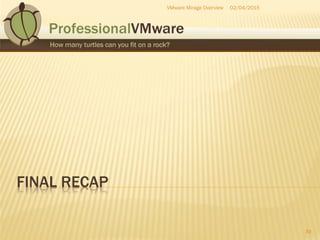 FINAL RECAP
02/04/2015
39
VMware Mirage Overview
 